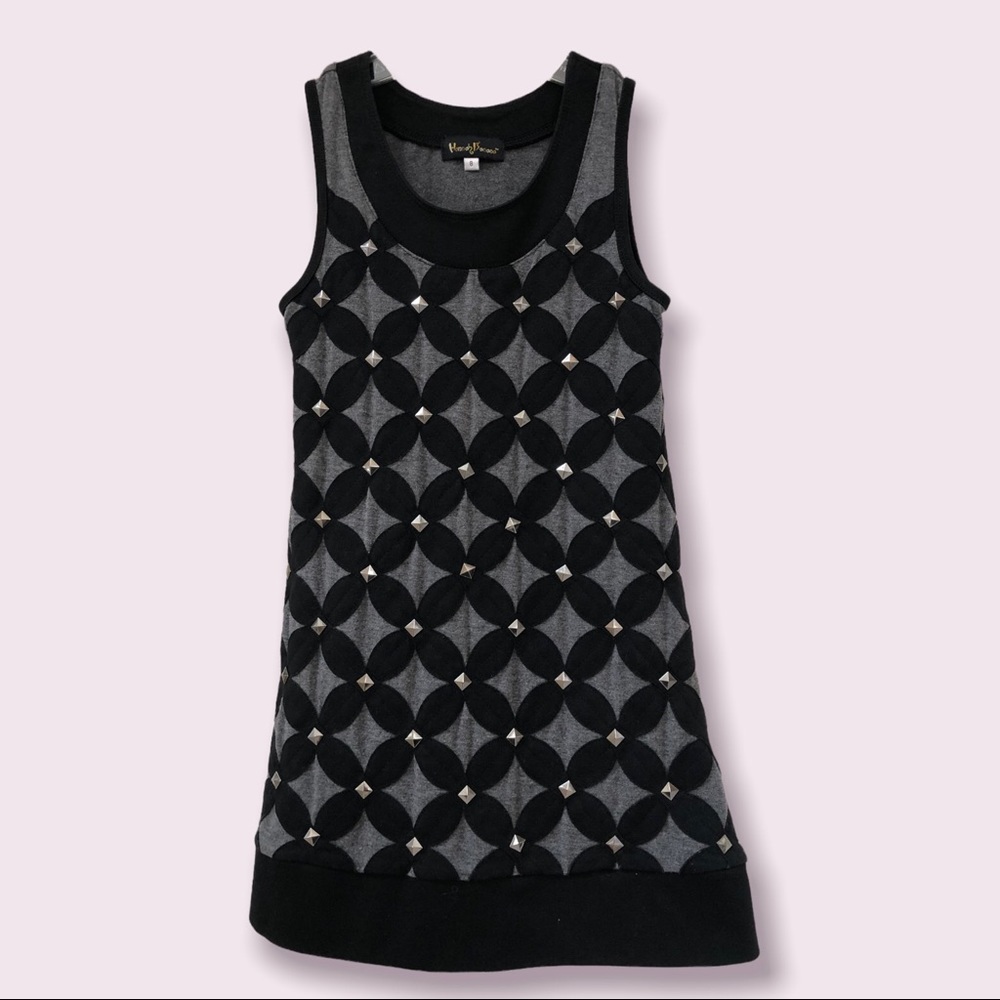 ⭐️ Girls Size 8 Hannah Banana Black and Gray Embellished Tank Dress
